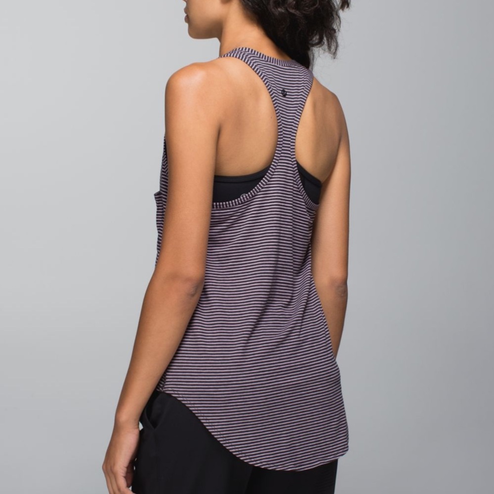 Lululemon Yogi Racerback Hyper Stripe Mauvelous Heathered Black